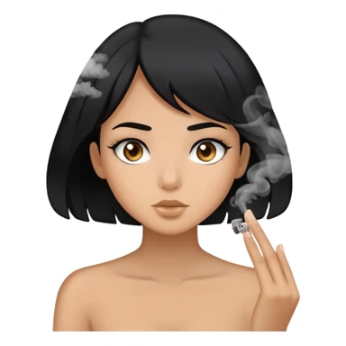smoke coming out of black haired girls mouth  sticker