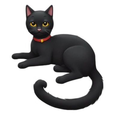 black cat causing havoc with tricolor cat sleeping besides sticker