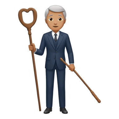 Give me a suit with pants and a wooden old age stick  sticker