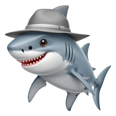 shark walking with a hat sticker
