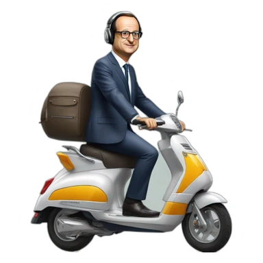 François Hollande sur un scooter avec un casque sur la tête sticker