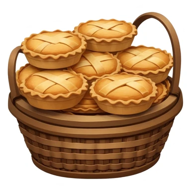 Brown wicker basket with pies sticker
