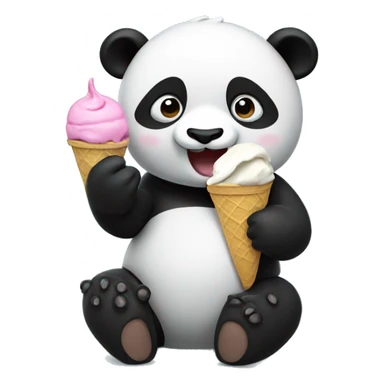 Panda eating ice cream sticker