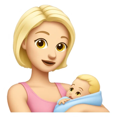 Blonde mom holding her newborn sticker