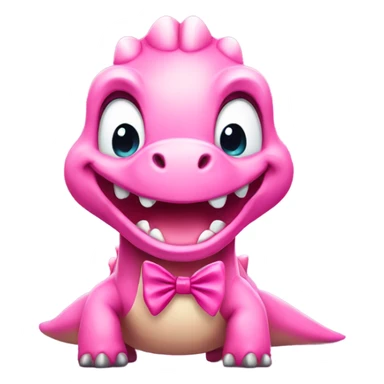 Happy pink Dino with a bow  sticker