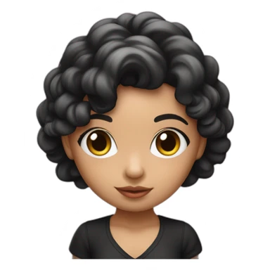 Niña con cabello rizado negro de piel blanca con lazo rosa coquett en su cabello  sticker