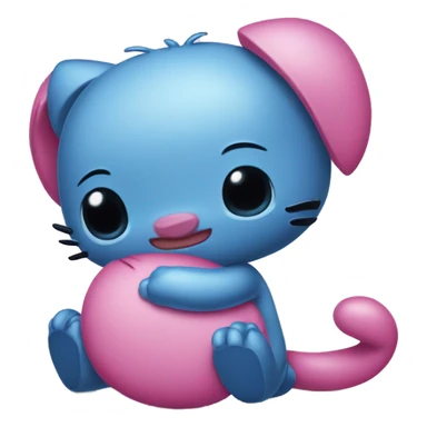Hello kitty hugging stitch sticker