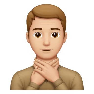 Guy holding his neck sticker