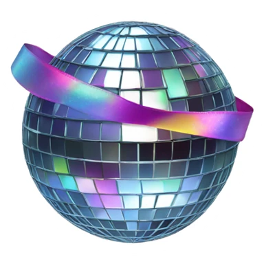 disco ball with ribbon on top sticker