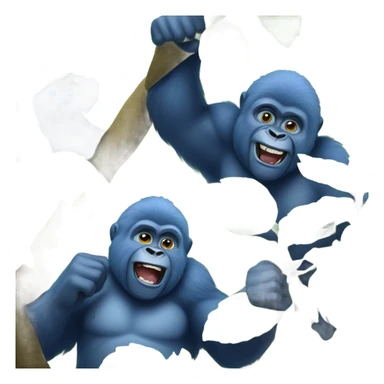 blueberry bush with two fluffy joyful blue gorilla brothers  sticker