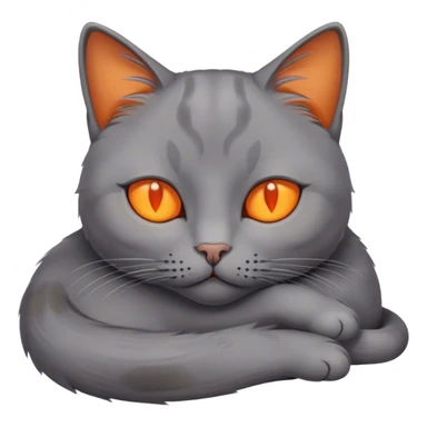 Grey cat with orange eyes sleep sticker