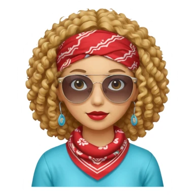 curly hair women killing looks with bandana & sunglass sticker