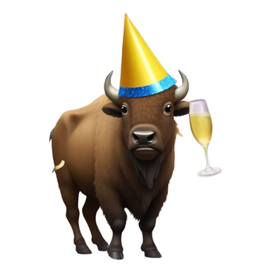 A bison celebrating with champagne  sticker