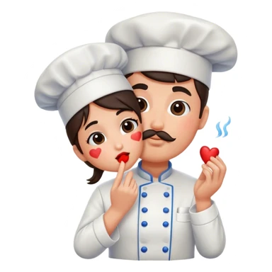 A chef with a kiss mark sticker