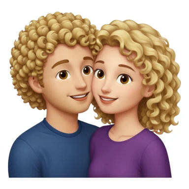 Blonde curly guy kissing on brown haired girl sticker