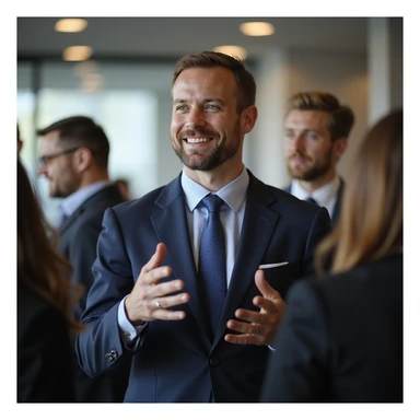 businessman encouraging customers sticker