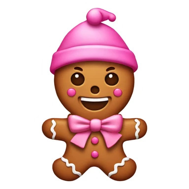 gingerbread man with a pink Christmas hat sticker