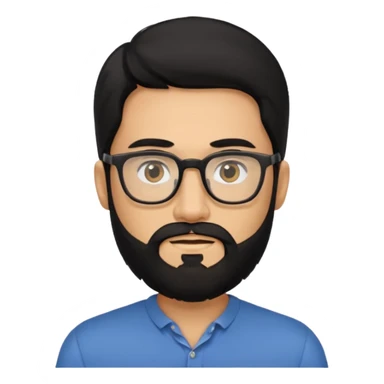man with long black hair and beard and eyeglasses sticker
