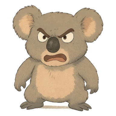 angry koala in ghibli style sticker
