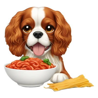 Cavalier King Charles spaniel eating pasta al pomodoro  sticker