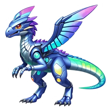 Shiny Futuristic Celestial Fakemon-Pokemon-Digimon-Spectrobes-Raptor-fusion, full body sticker
