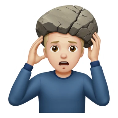 Guy hitting his head with a rock sticker