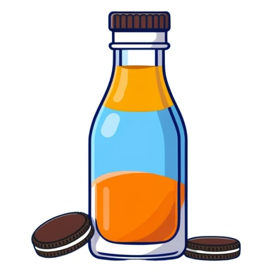 orange juice bottle with Oreo cookies sticker