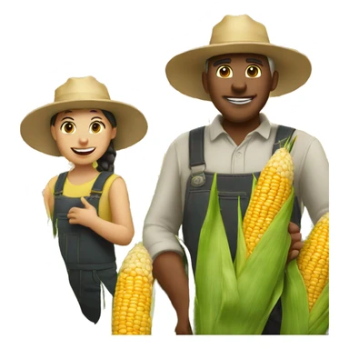 Corn farmer with corn people in the background  sticker