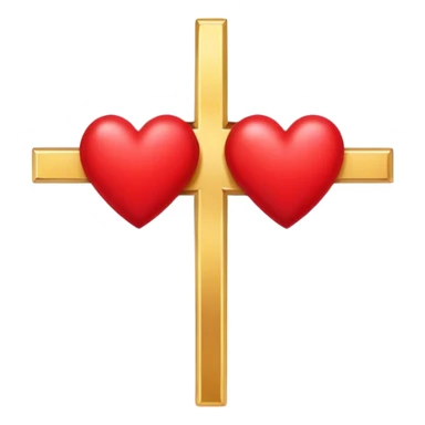 Two red  hearts connected by one simple gold cross  sticker