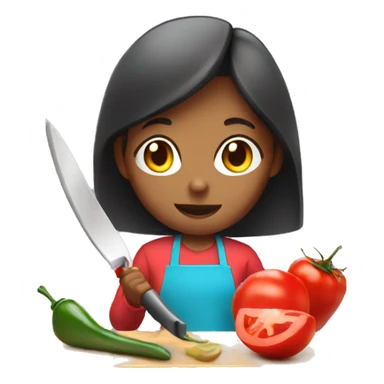 girl chopping tomatoes sticker