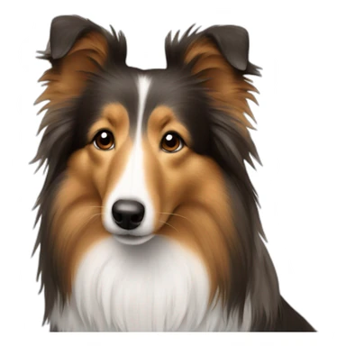 sheltie with a red coloured nose sticker
