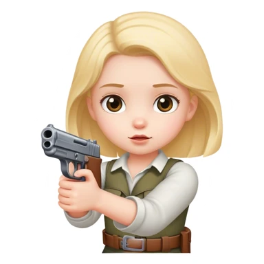 Cute little girl with a gun sticker
