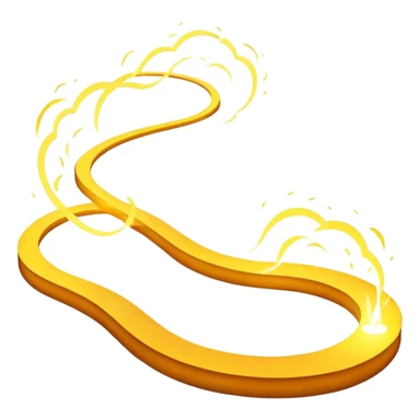 Create a playful and minimalistic emoji-style icon of a floating, curved path made of glowing thoughts or sparks, representing spontaneous and creative thinking. The path should feel light, fluid, and energetic – like dancing ideas flowing in the air.



 sticker