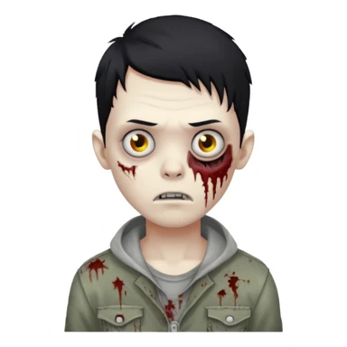 zoombie boy black hair sticker