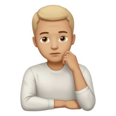 light skin man pensative, con la mano en el menton full body sticker