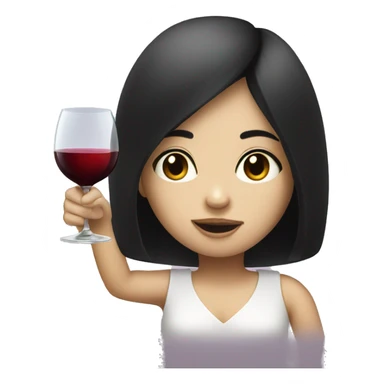 Black hair and white skin girl drink a wine sticker
