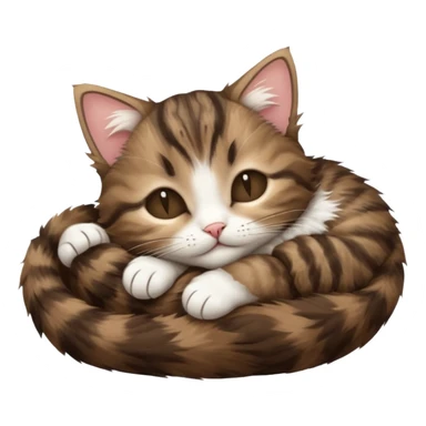 dark brown tabby and white kitten upside down sleeping sticker