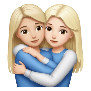 white blonde girl and white brown haired girl hugging sticker