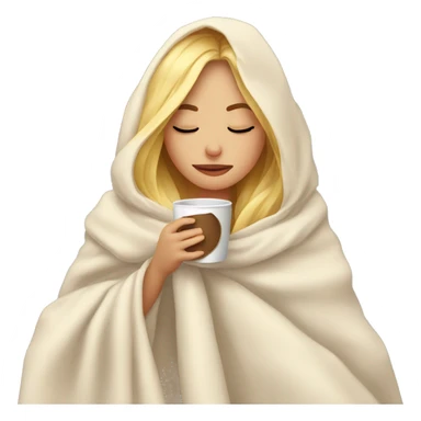 girl inside a blanket sipping coffee eyes closed blonde sticker