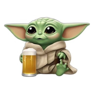baby yoda qui bois une bière sticker