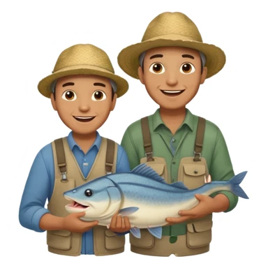 Father and son happy after catching a catfish sticker
