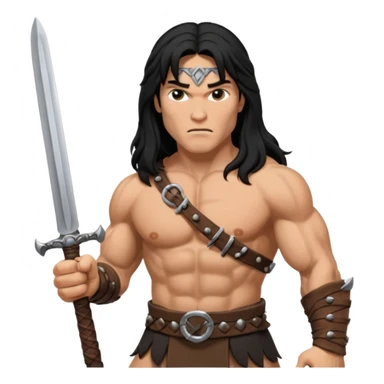 Depict man as Conan the barbarian sticker