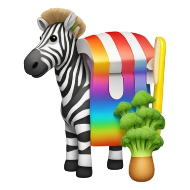 Zebra broccoli fruit rainbow hotdog xylophone sticker
