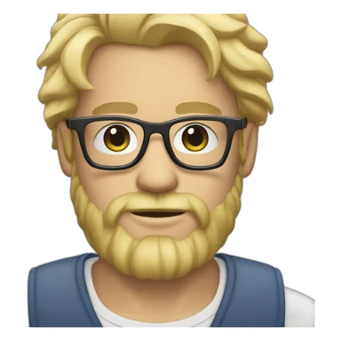 blonde bearded designer with glasses and a mac sticker