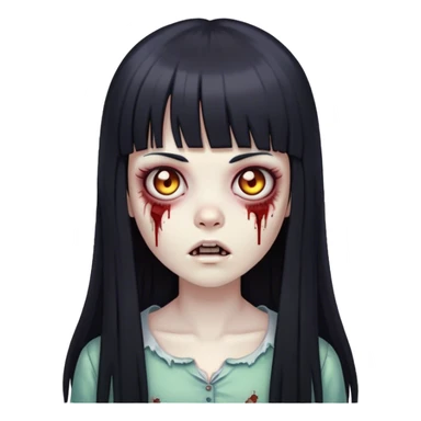 zombie girl with straight long black hair and bangs 🧟‍♀️ sticker