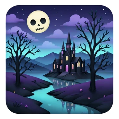 goth  eerie pastel night landscape  sticker
