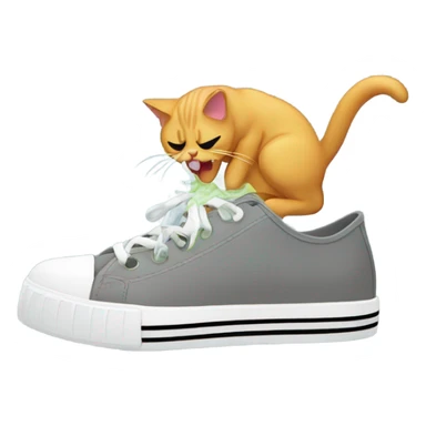 cat vomiting shoes sticker