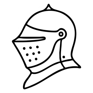 Detailed medieval knight helmet with subtle rust details and historical design sticker