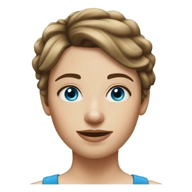 realistic portrait of white woman with short brown hair , blue eyes sticker