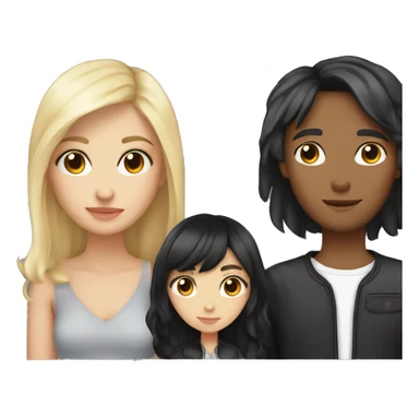 Friend group of a blond girl, a brunette girl, a girl with black hair, and a boy with black hair sticker